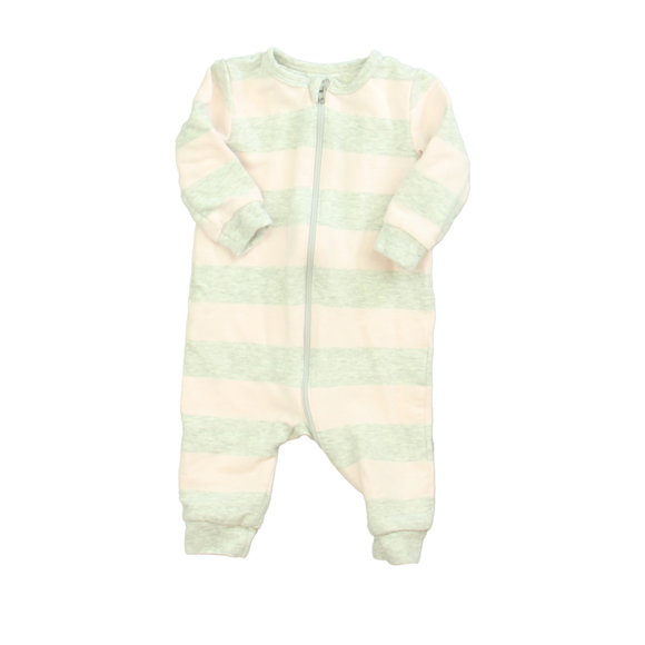 Petit Lem Other - Petit Lem Girls Pink | Gray Stripe 1-piece Non-footed Pajamas size: 3 Months